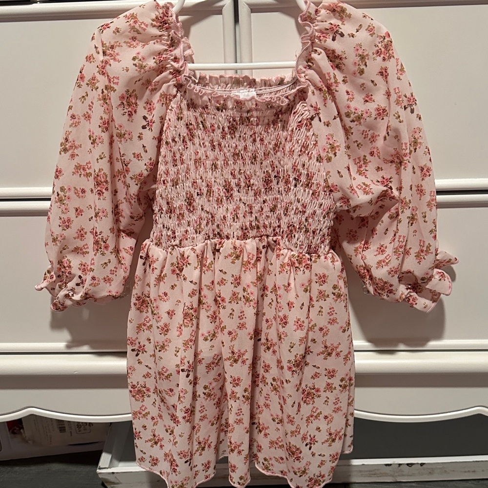 Floral Pink Kids Casual Dress